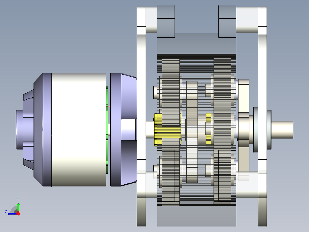 NGW两级行星齿轮减速机右视图