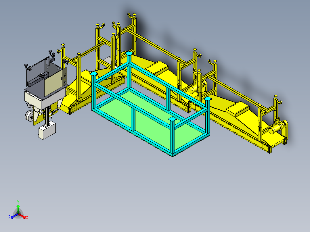 数据线标签加工生产线设备设计正等轴测图
