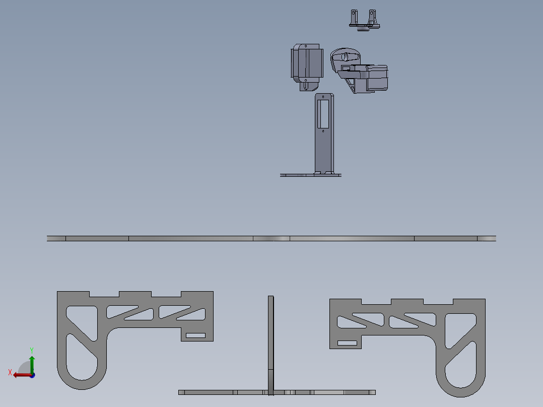 带有自动万向架摄像系统的四旋翼结构（无人机）后视图