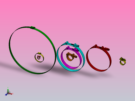 不同的软管夹，蜗杆，螺栓夹，恒张力螺栓夹