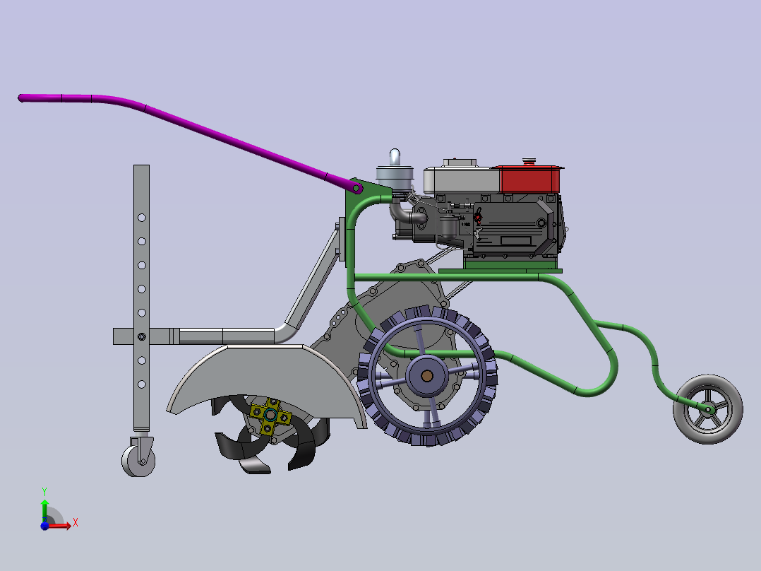 小型手推式旋耕机前视图