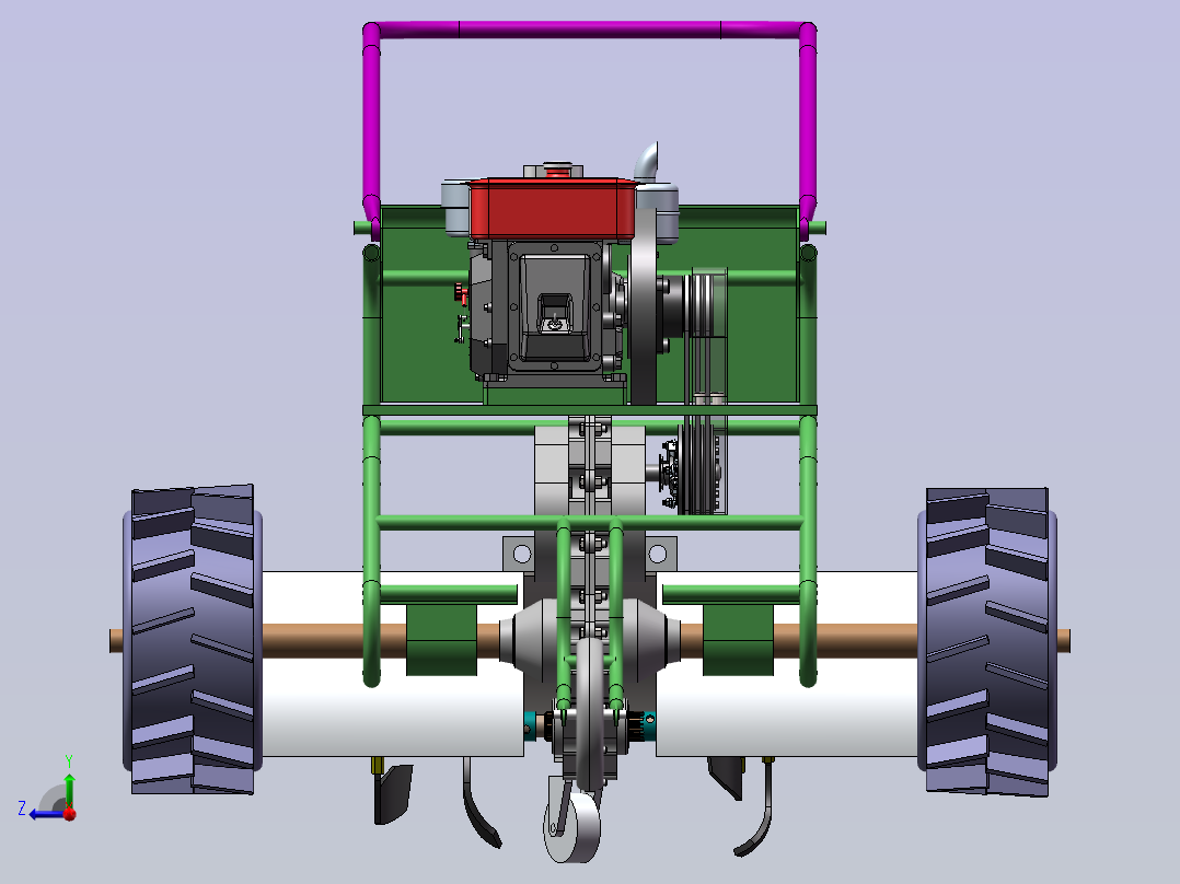 小型手推式旋耕机右视图