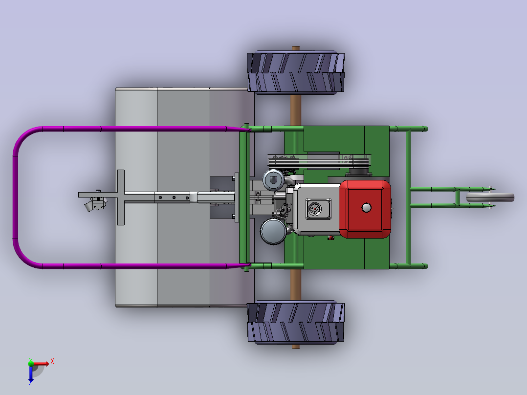 小型手推式旋耕机俯视图