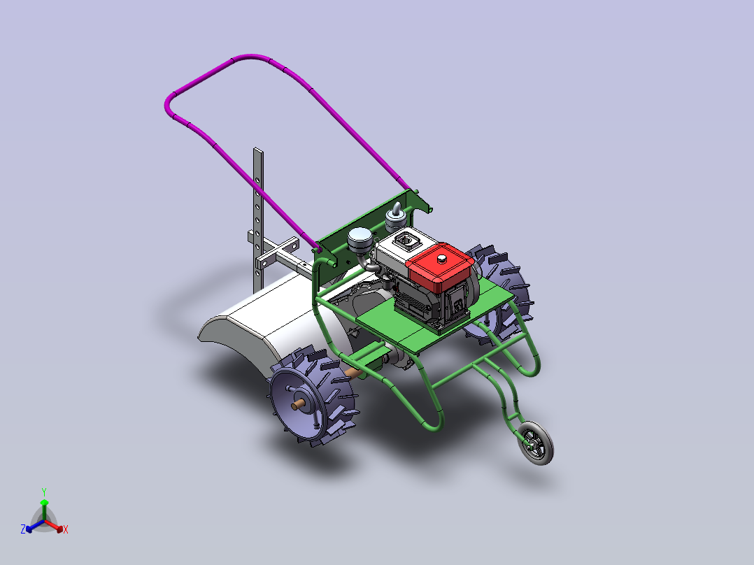 小型手推式旋耕机正等轴测图