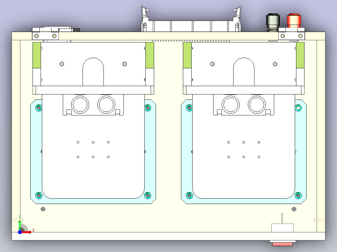 一款双工位双气缸测试治具前视图