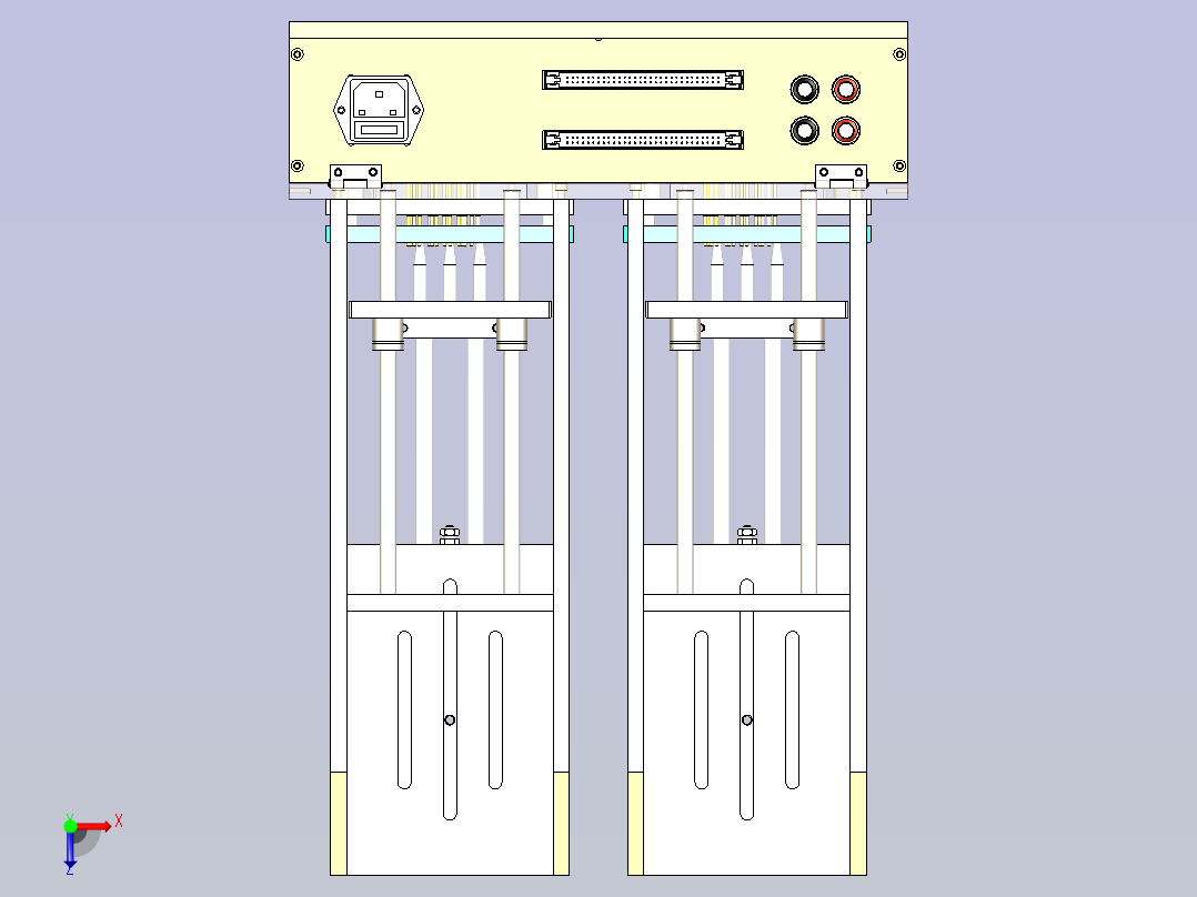 一款双工位双气缸测试治具俯视图