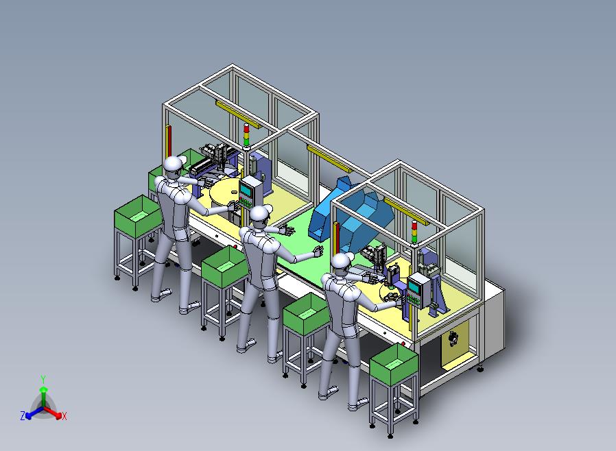 口罩软胶呼吸口罩生产线正等轴测图