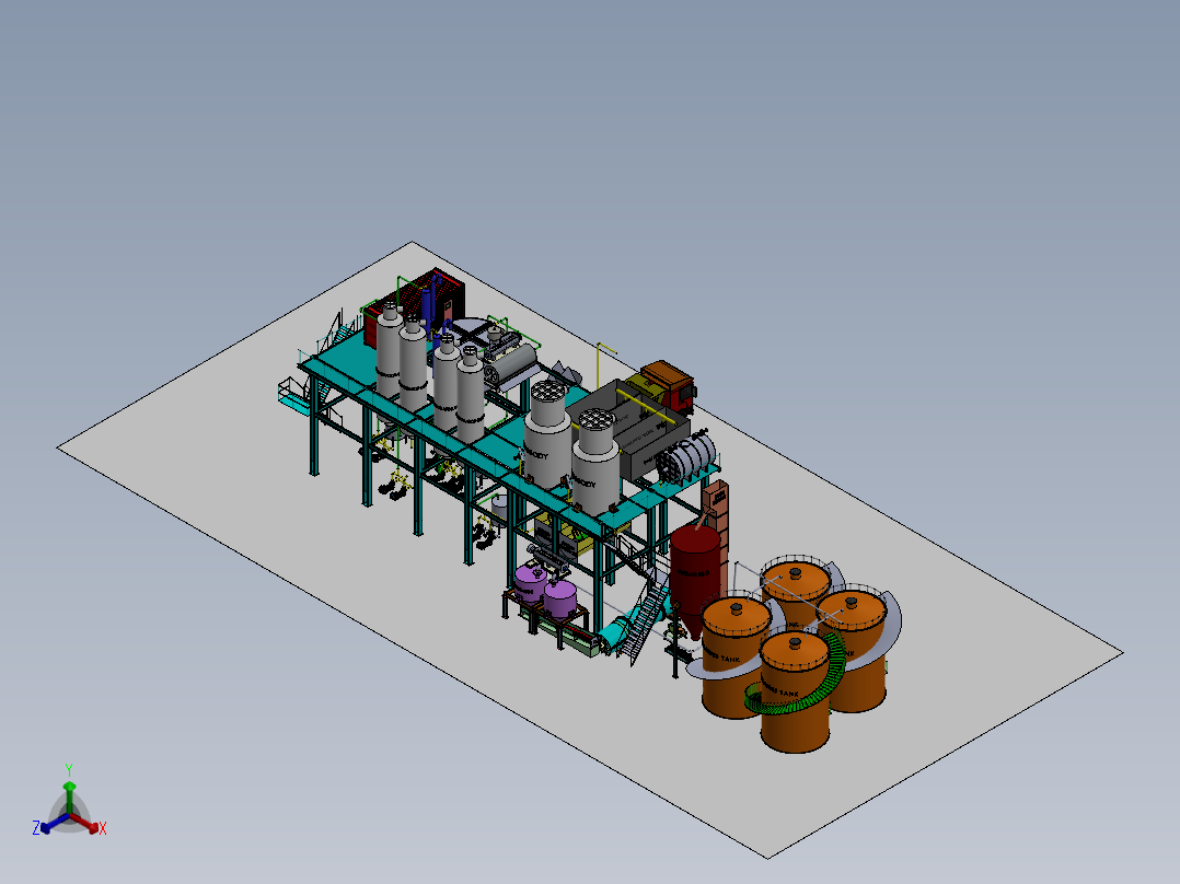 自动化制糖厂sw16可编辑正等轴测图