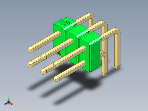 彩色公排针 100mil 2.54mm 系列-DS1022_green_2x03p_100mil_TypeD_rev1.0
