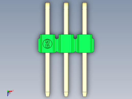 彩色公排针 100mil 2.54mm 系列-DS1022_green_2x03p_100mil_TypeD_rev1.0俯视缩略图