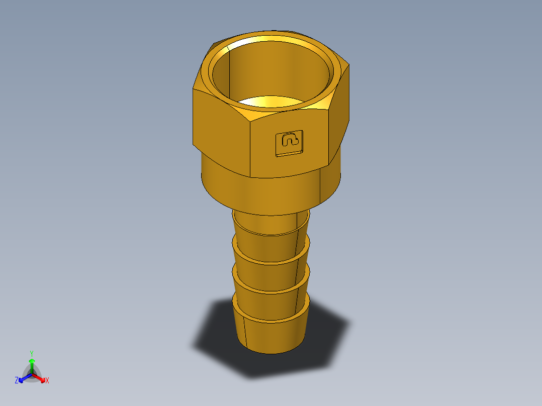 倒齿式工业管接头Hose Barb to Swivel 45Deg Female Flare 146HBLFSV-6-6正等轴测图