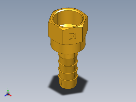 倒齿式工业管接头Hose Barb to Swivel 45Deg Female Flare 146HBLFSV-6-6正等轴测缩略图