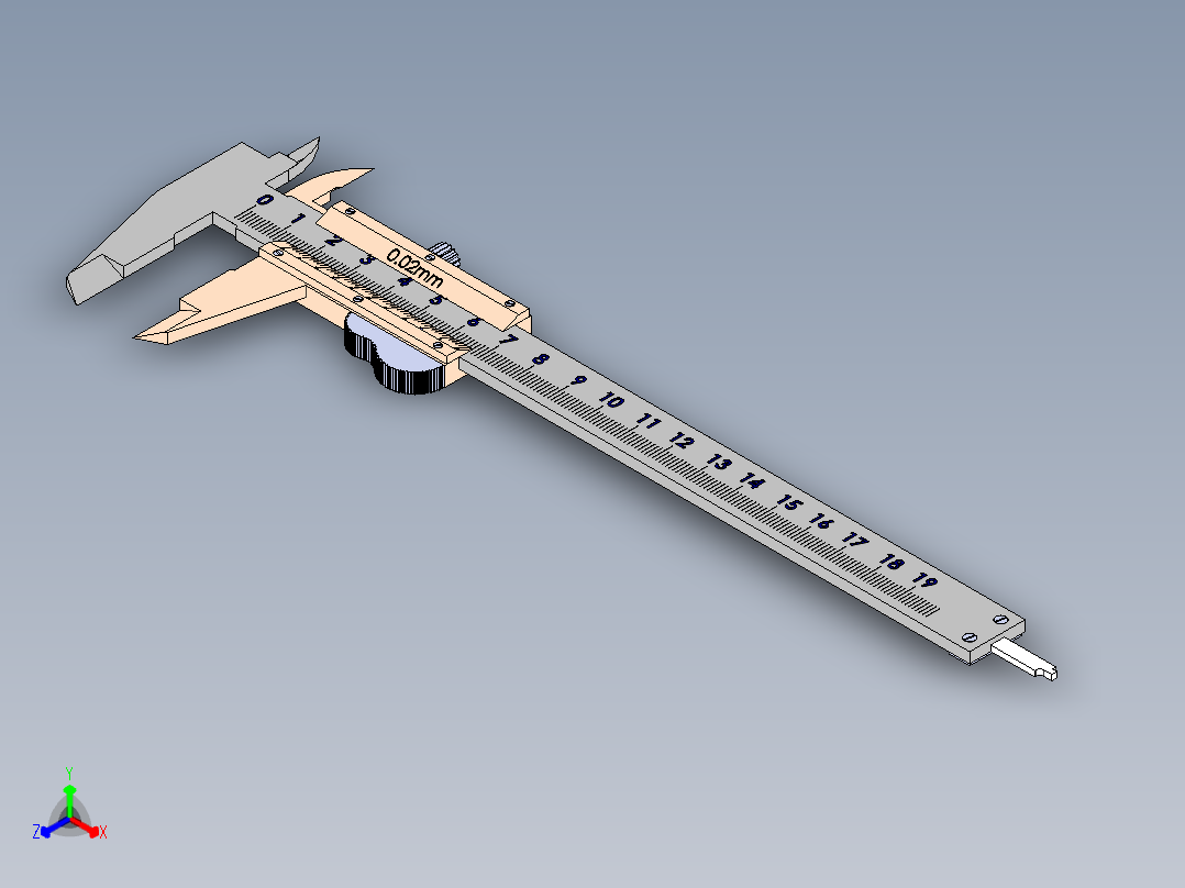 普通游标卡尺正等轴测图
