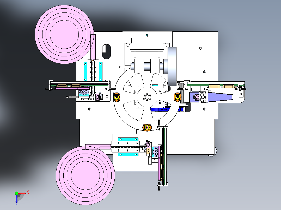 四脚板凳U型焊接端子冲压成形机sw18可编辑俯视图