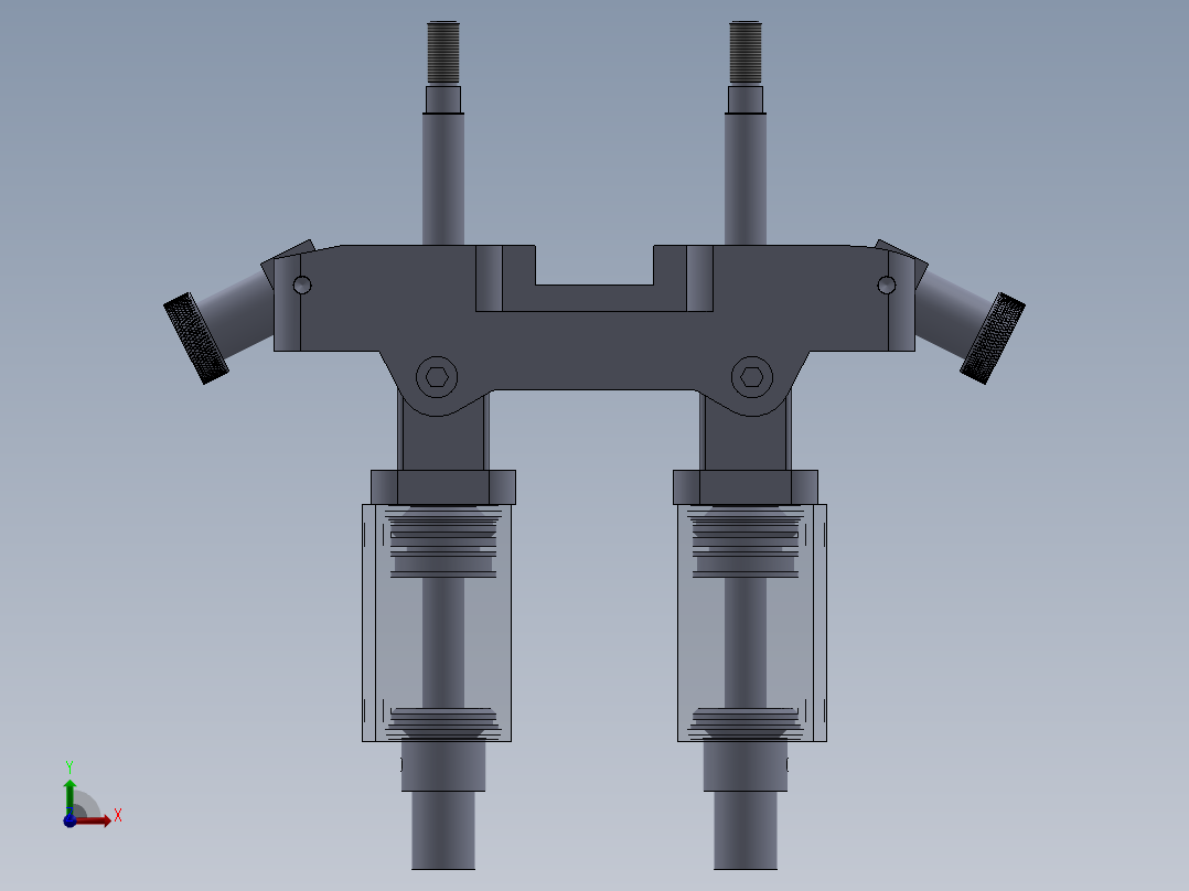 专用气缸（带机器部件的气动装置）40x16x50 mm前视图