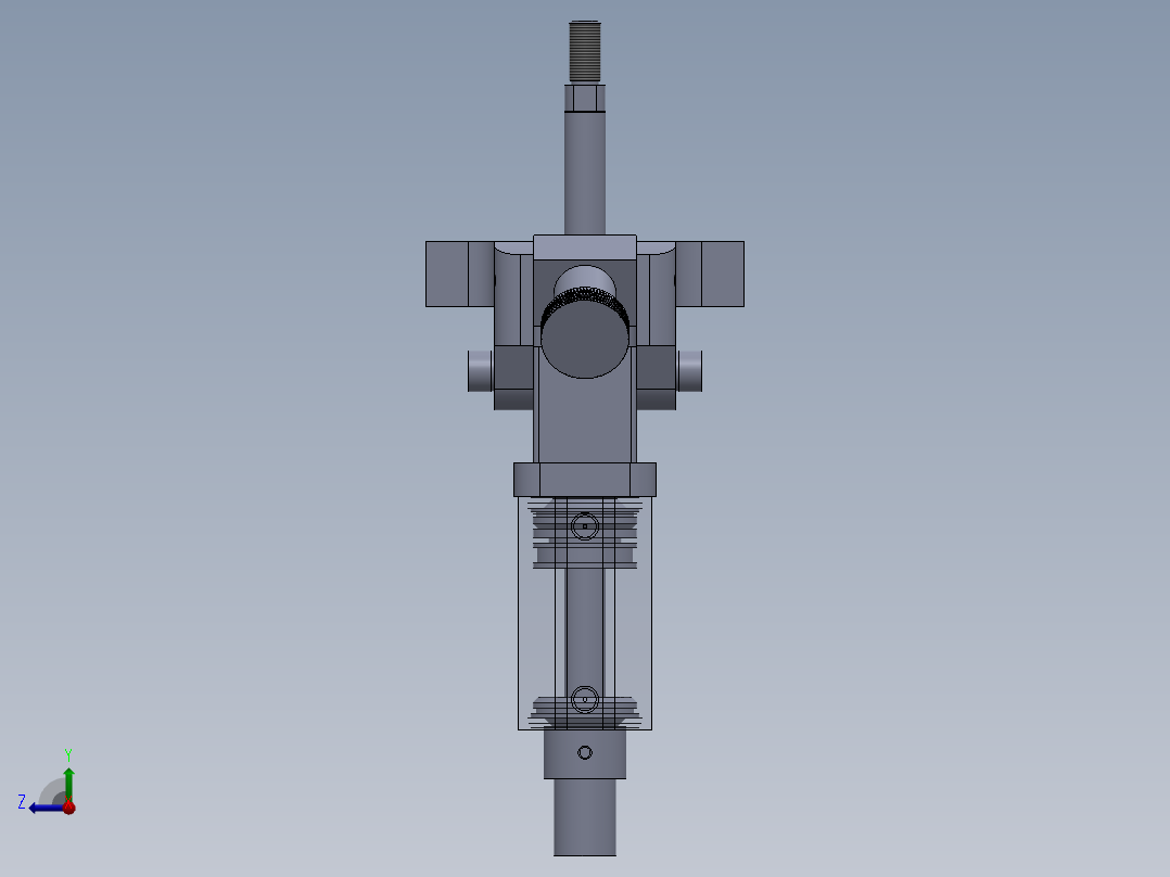 专用气缸（带机器部件的气动装置）40x16x50 mm右视图