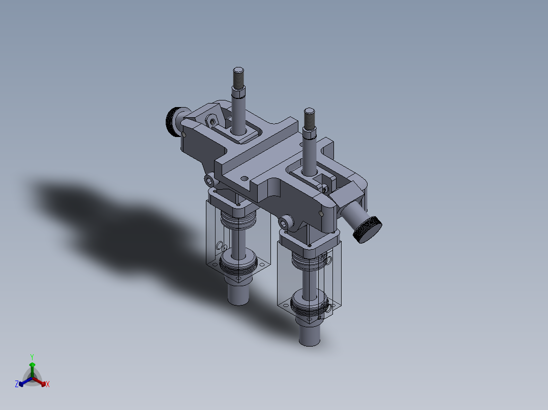专用气缸（带机器部件的气动装置）40x16x50 mm正等轴测图