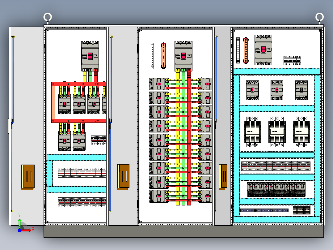 三柜组装630A电源柜120A接触器控制柜 55883前视图