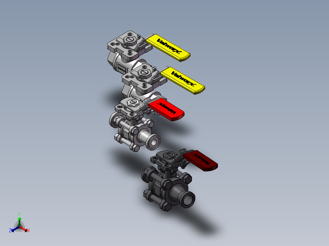 4款570101手动球阀模型正等轴测图