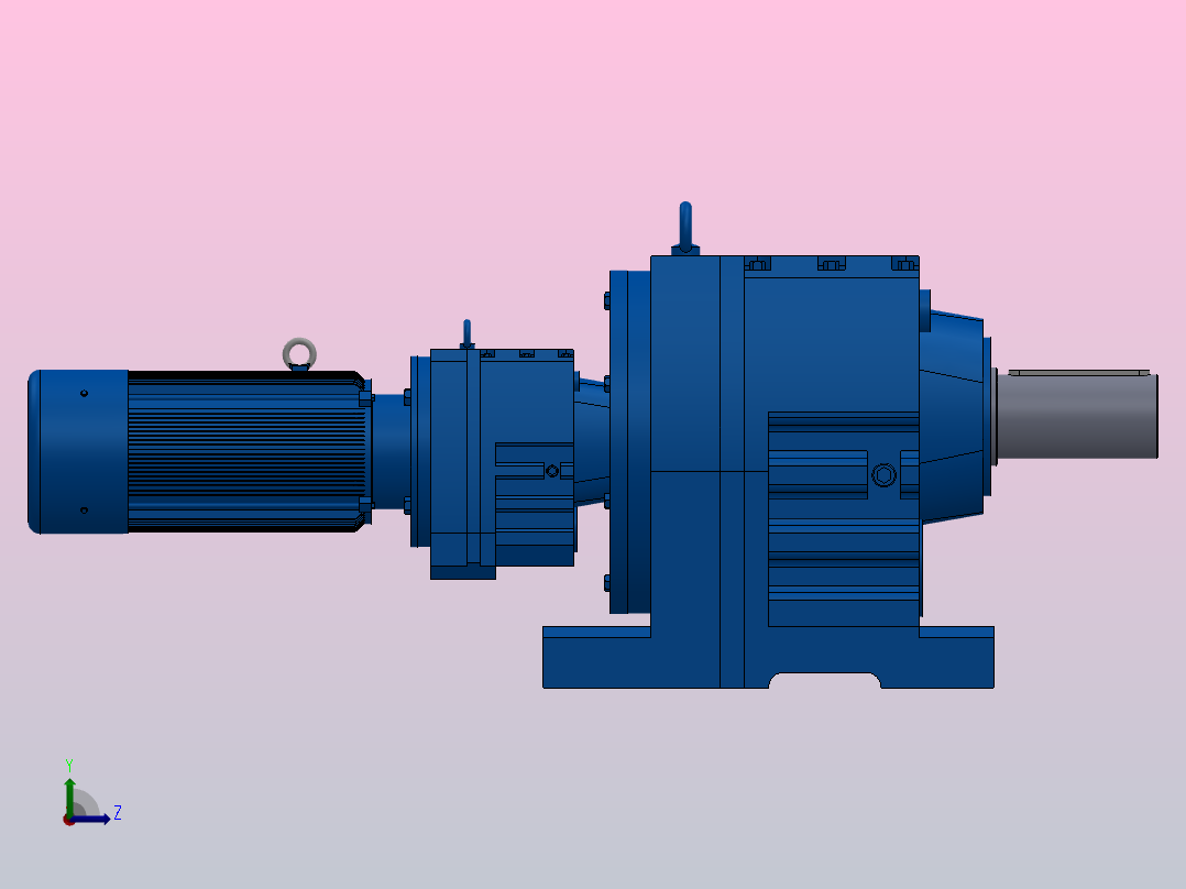 R147R87底脚轴伸式安装组合型斜齿轮减速机R147R87-Y2.2-4P-100-M1-0°左视图
