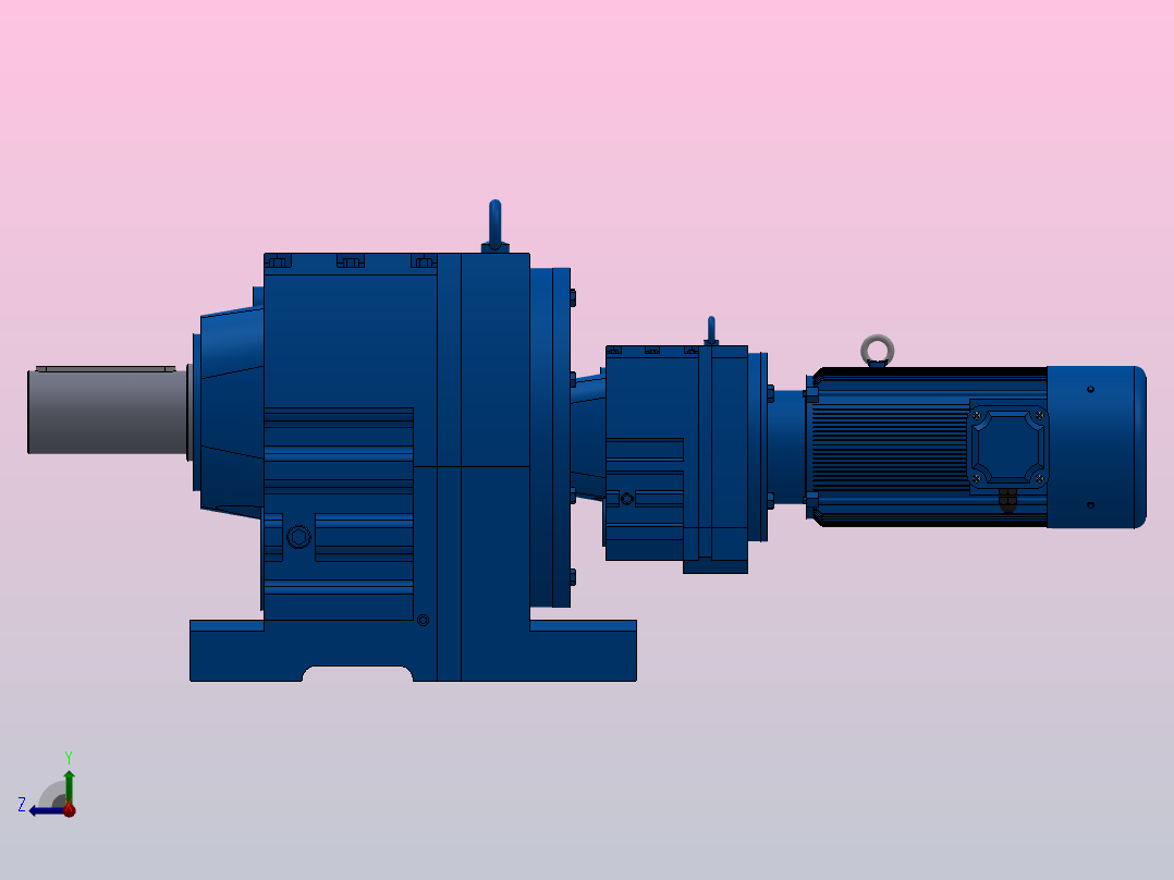 R147R87底脚轴伸式安装组合型斜齿轮减速机R147R87-Y2.2-4P-100-M1-0°右视图
