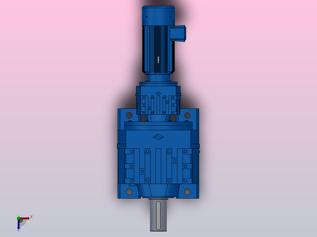 R147R87底脚轴伸式安装组合型斜齿轮减速机R147R87-Y2.2-4P-100-M1-0°俯视图