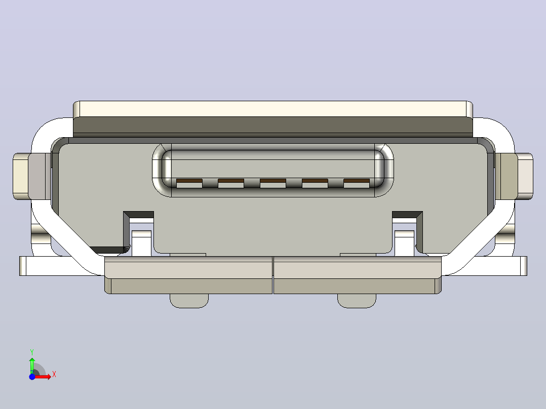 微型USB 5引脚，直角SMT前视图
