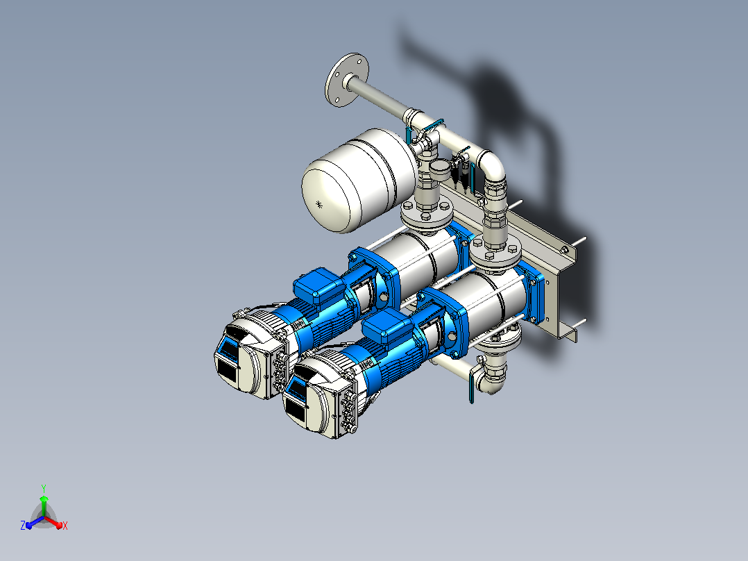 水泵10sv-lowara-pumpset-1 1 STP正等轴测图