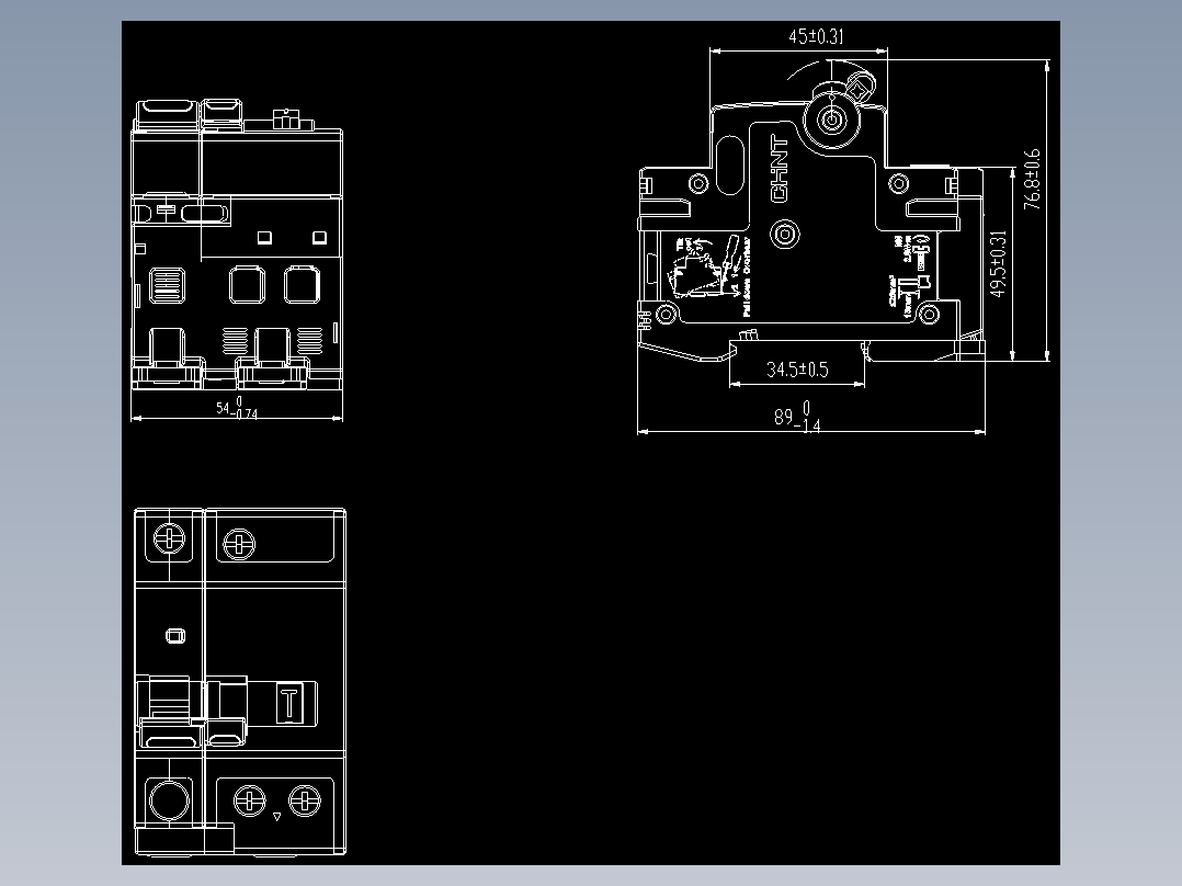 NB8LE-63 1P&amp;N剩余电流动作断路器外形安装尺寸图202203