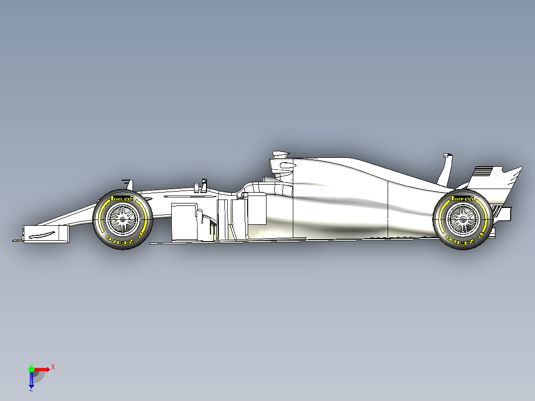 F1模型混合动力车俯视图