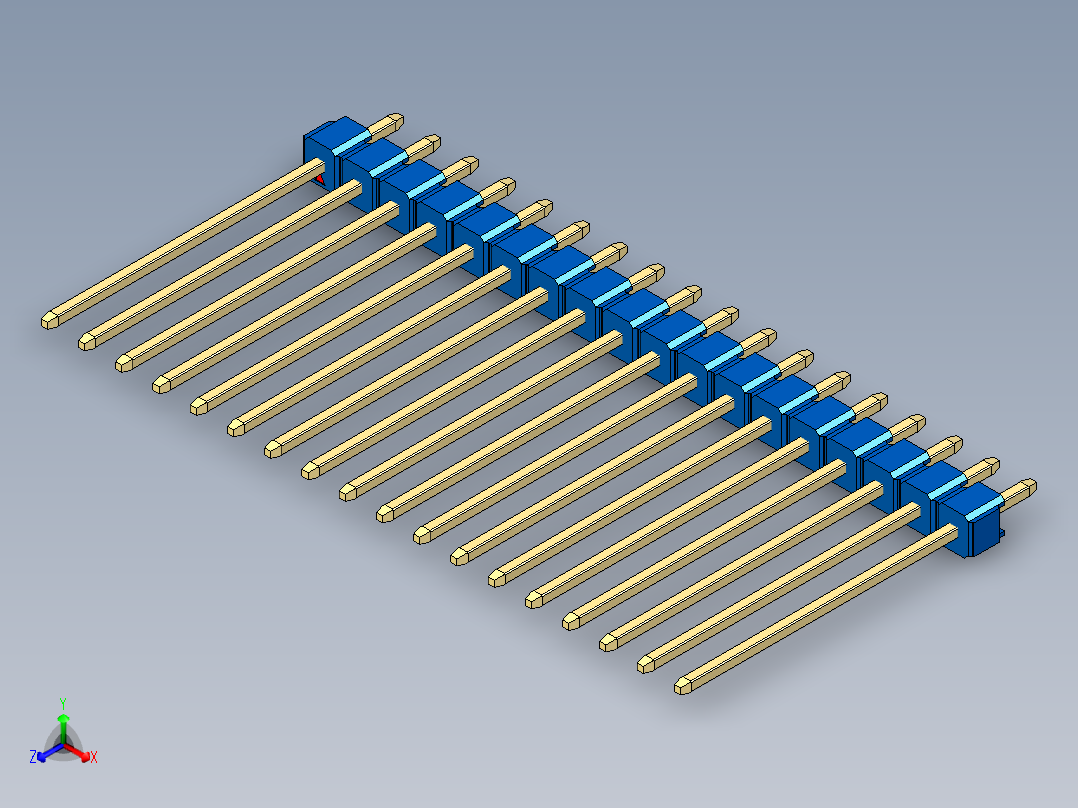 彩色公头100mil（2.54mm）系列-DS1021_blue_1x18p_100mil_Type19_rev1.0主视图