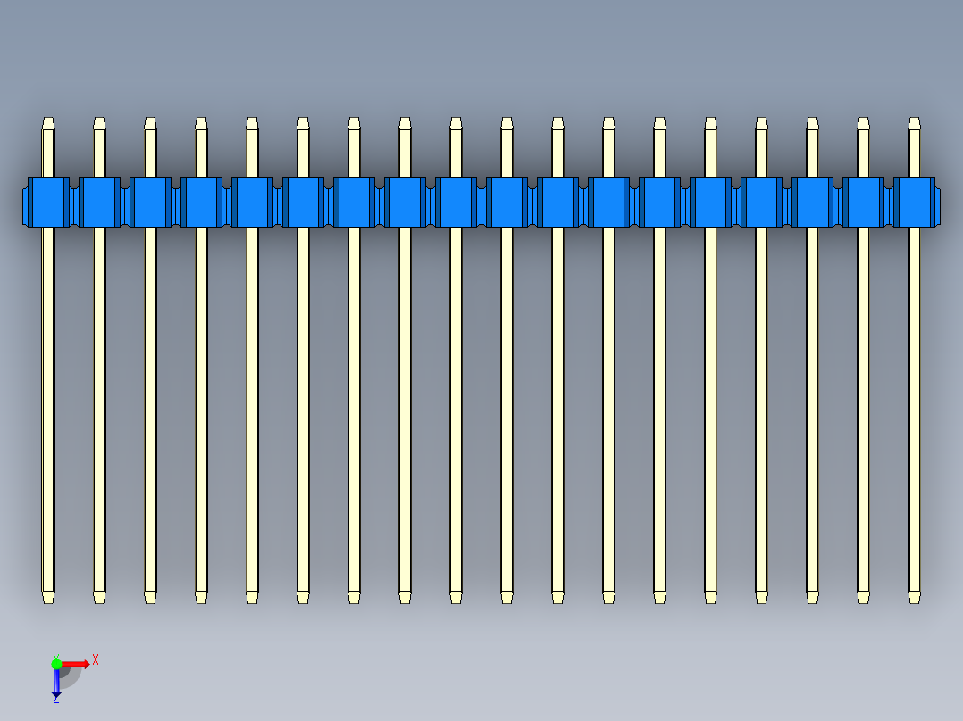 彩色公头100mil（2.54mm）系列-DS1021_blue_1x18p_100mil_Type19_rev1.0俯视图