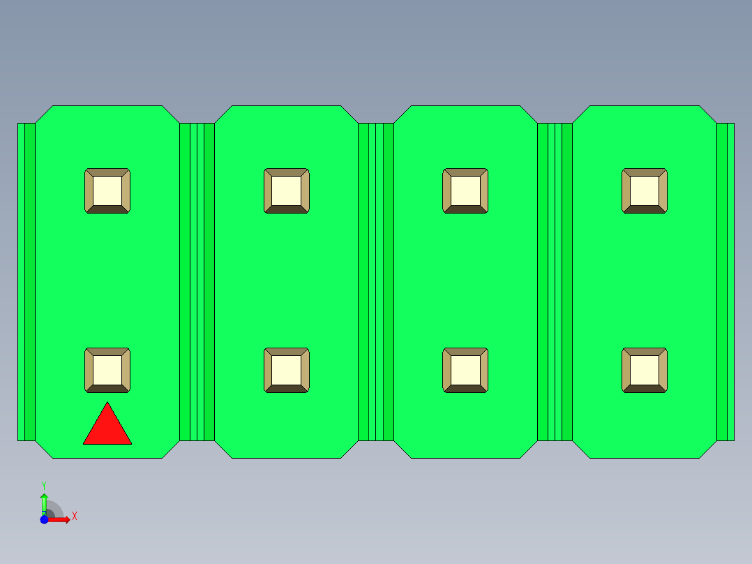 彩色公头100mil（2.54mm）系列-DS1021_green_2x04p_100mil_Type1_rev1.0前视图