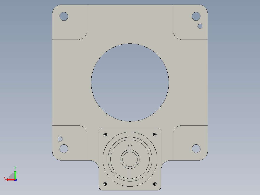 W-DRN 系列中空旋转平台3d模型W-DRN200-F-18-ZP75后视图