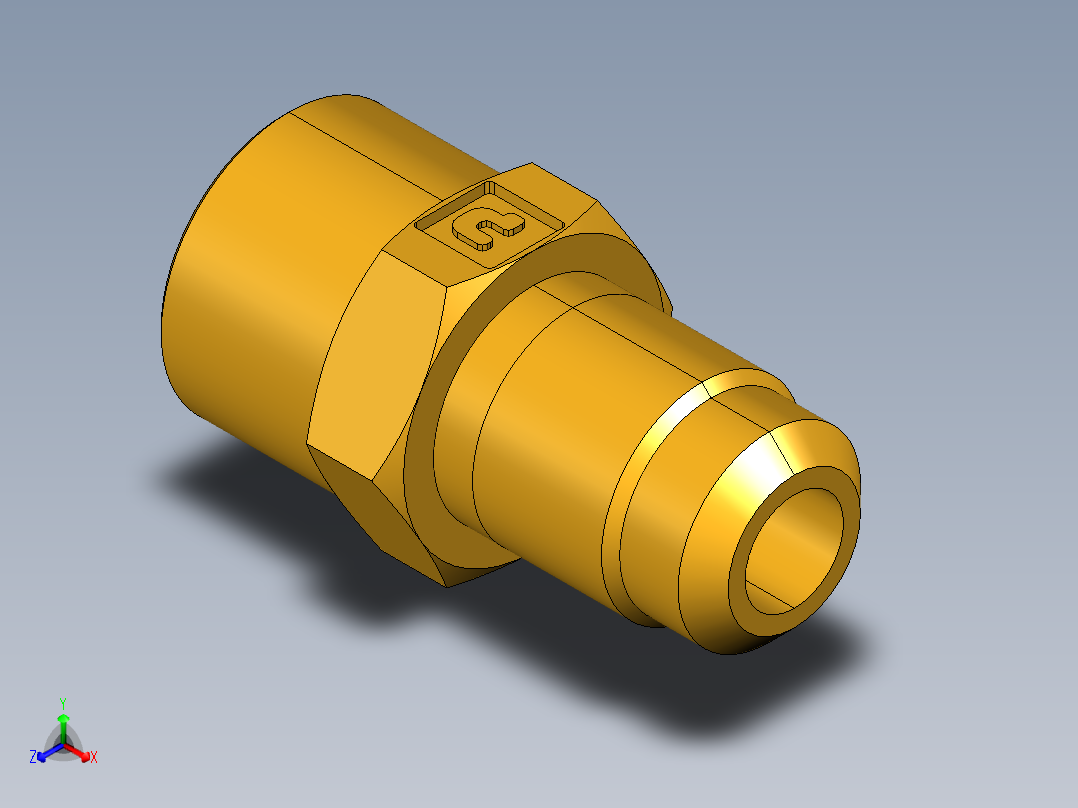 扩口式工业通用硬管接头Flare To Solder 43F-4-6正等轴测图