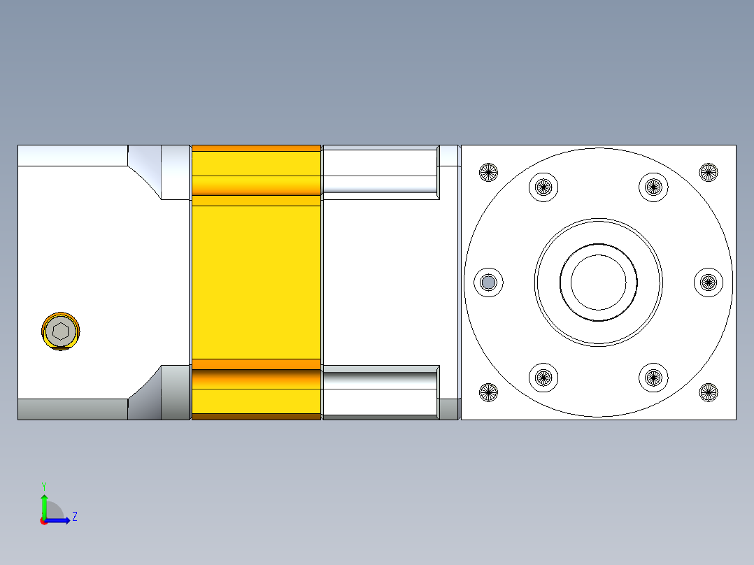 换向器PW90双轴 PGH90-L2 19-80-100-M6.stp左视图