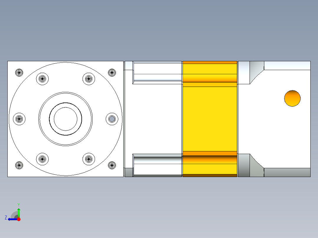 换向器PW90双轴 PGH90-L2 19-80-100-M6.stp右视图