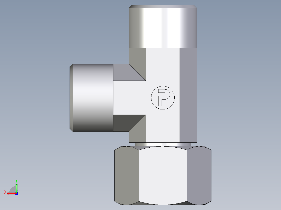 卡套式工业通用硬管接头EO_Swivel_nut_run_tee_EL14SOMDCF后视图