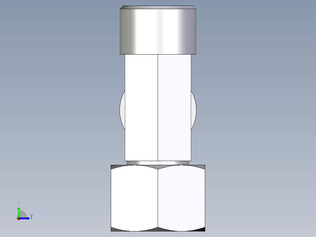 卡套式工业通用硬管接头EO_Swivel_nut_run_tee_EL14SOMDCF左视图