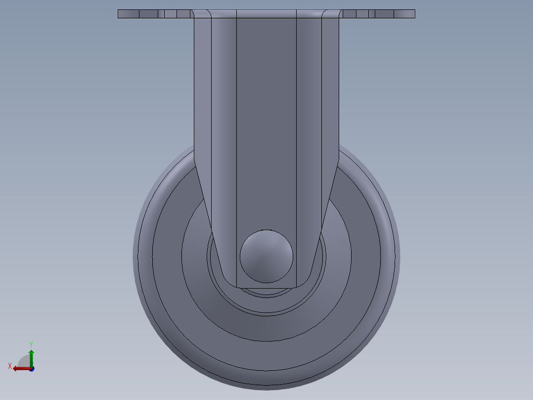标准脚轮-WH-36025-76 2.5in RIGID PLATE MOUNTING H=89( 55.5x44.2mm pitch)后视图