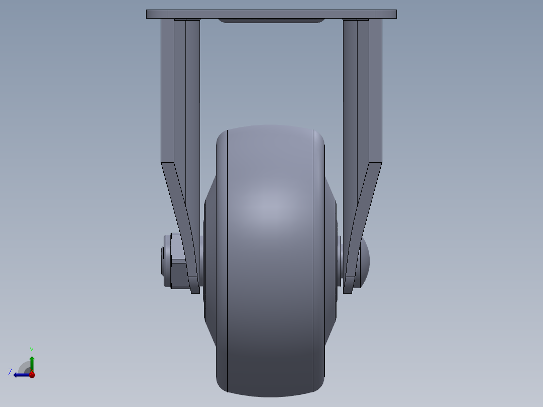标准脚轮-WH-36025-76 2.5in RIGID PLATE MOUNTING H=89( 55.5x44.2mm pitch)右视图