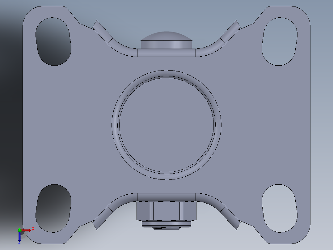 标准脚轮-WH-36025-76 2.5in RIGID PLATE MOUNTING H=89( 55.5x44.2mm pitch)俯视图