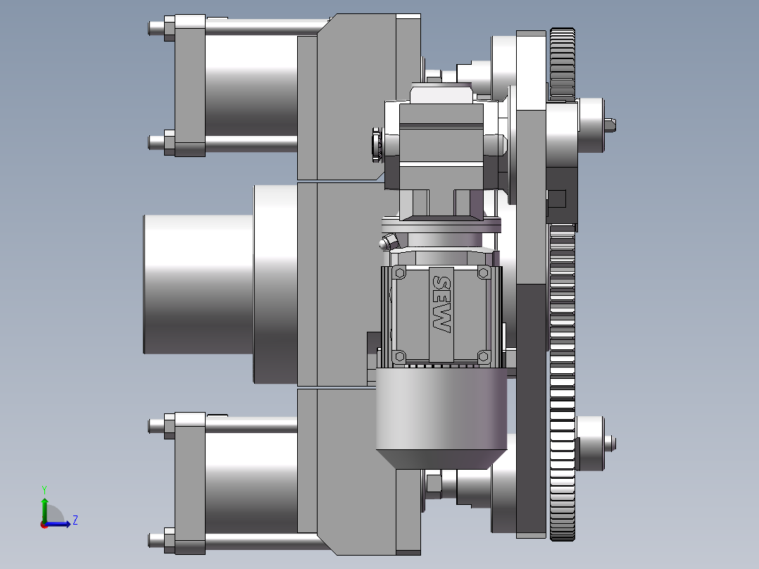 托盘抬升装置及旋转装置-回转台抬升装置左视图