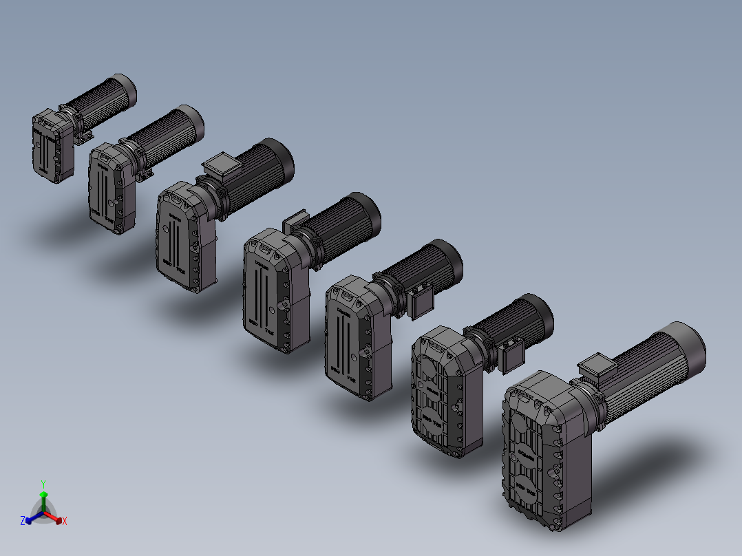 电动葫芦升降电机 7款正等轴测图