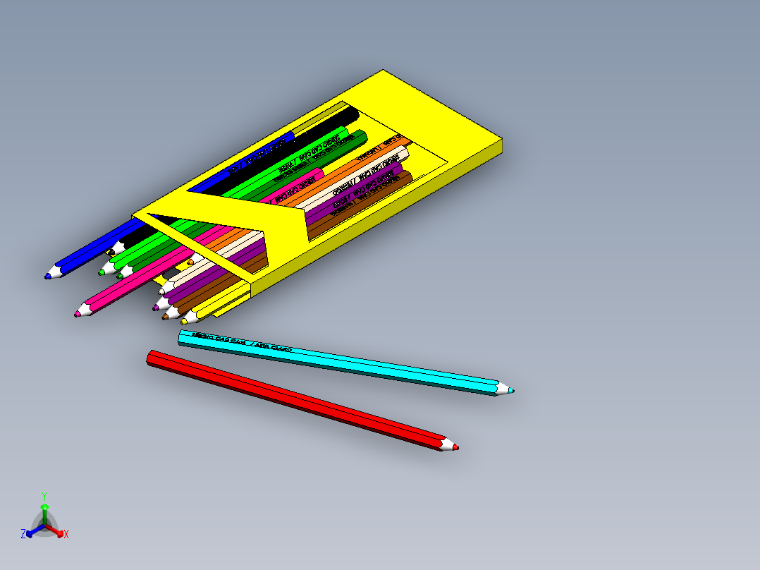 笔、中性笔、铅笔(32)正等轴测图