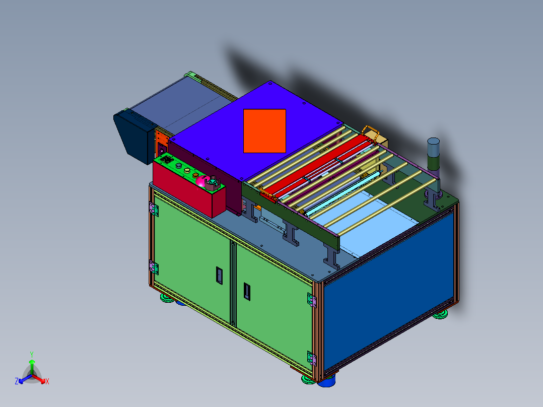 自动异形玻璃贴附设备正等轴测图