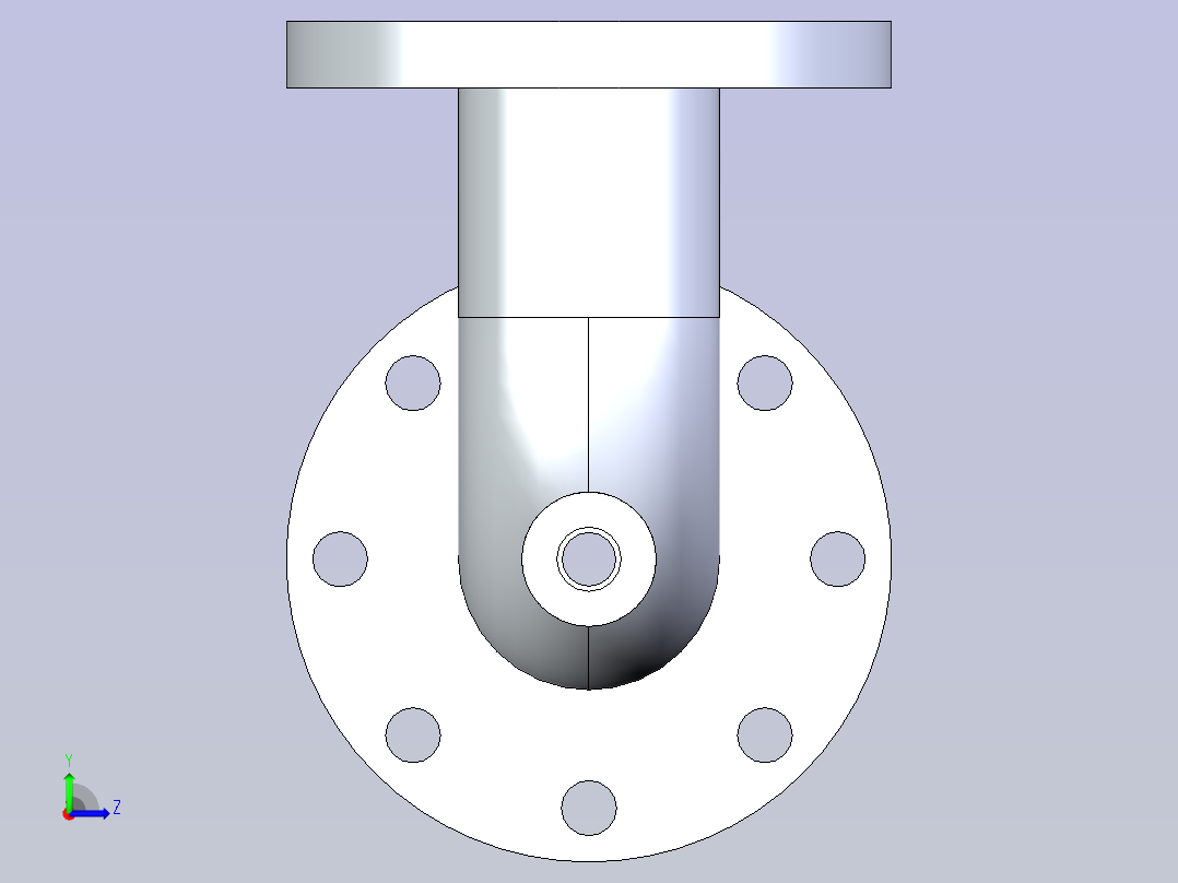 参数化设计的法兰弯头左视图