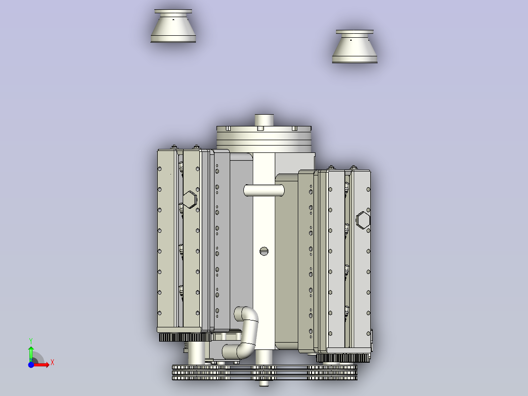 Carburator V8发动机模型3D图纸前视图