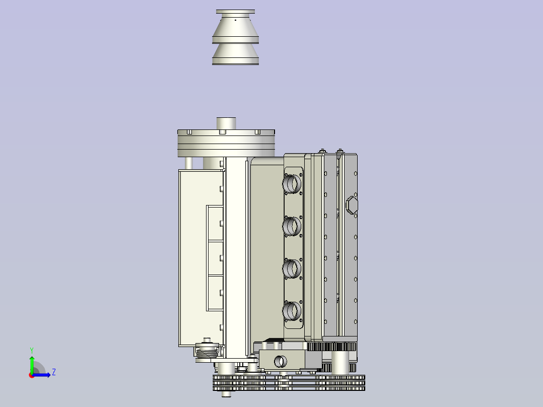 Carburator V8发动机模型3D图纸左视图