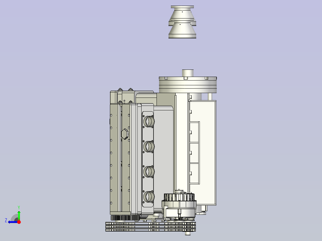 Carburator V8发动机模型3D图纸右视图